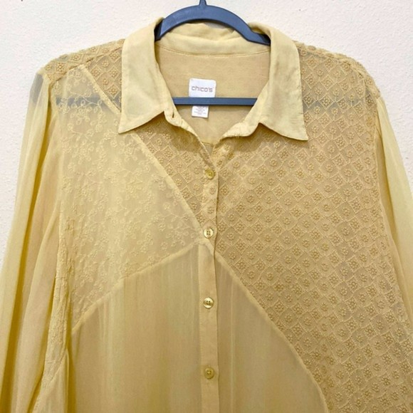 Chico's Cream Button Down Shirt - Picture 4 of 16